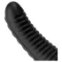 BUTTR Double Ribbed - plug anal gigante acanalado (negro) - 26 cm