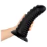 BUTTR Double Ribbed - plug anal gigante acanalado (negro) - 26 cm