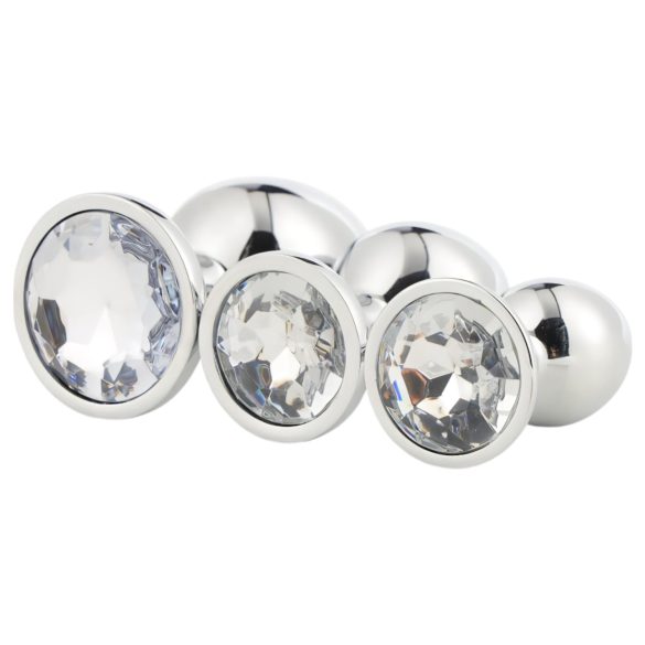 Gleaming Love - plug anal de metal - set 3 piezas - color plateado