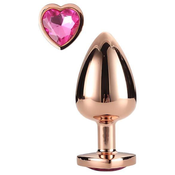 Enamorados Brillantes - plug anal con piedra corazón (oro rosa)