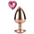 Amor Brillante - plug de aluminio con piedra corazón - M (oro rosa)
