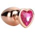 Amor Brillante - plug de aluminio con piedra corazón - M (oro rosa)
