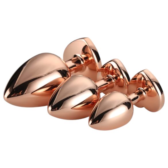 Gleaming Love - set de plugs anales en forma de corazón - rosegold (3 piezas)