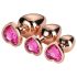 Gleaming Love - set de plugs anales en forma de corazón - rosegold (3 piezas)