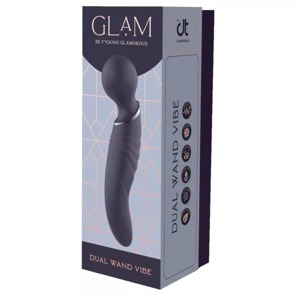 Glam - vibrador tipo varita de doble punta (gris oscuro)