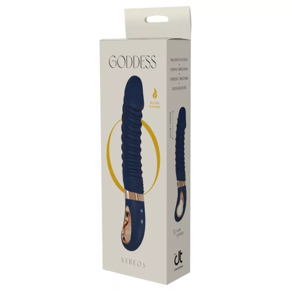 Goddess - vibrador acanalado con calefacción (azul oscuro)