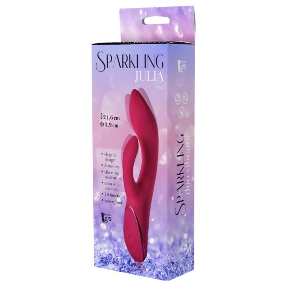 Dúo Julia Burbujeante - Vibrador recargable con brazo estimulador del clítoris (rojo)