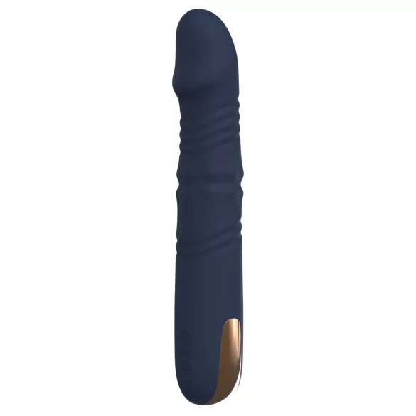 Goddess - vibrador con perlas rotatorias y movimiento de empuje (azul oscuro)