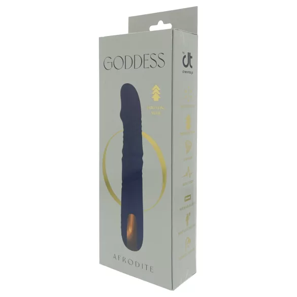 Goddess - vibrador con perlas rotatorias y movimiento de empuje (azul oscuro)