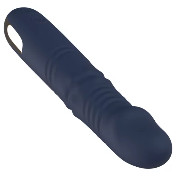 Goddess - vibrador con perlas rotatorias y movimiento de empuje (azul oscuro)