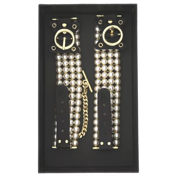 Allure - esposas para tobillo con perlas - negro