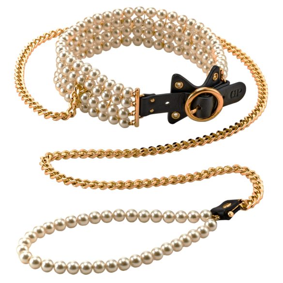 Allure - collar con perlas y correa (negro)