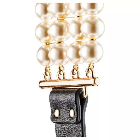 Allure - collar con correa y perlas - negro