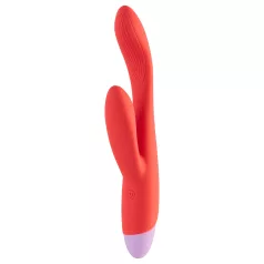   Dreamtoys - Vibrador punto G con estimulador de clítoris - silicona roja