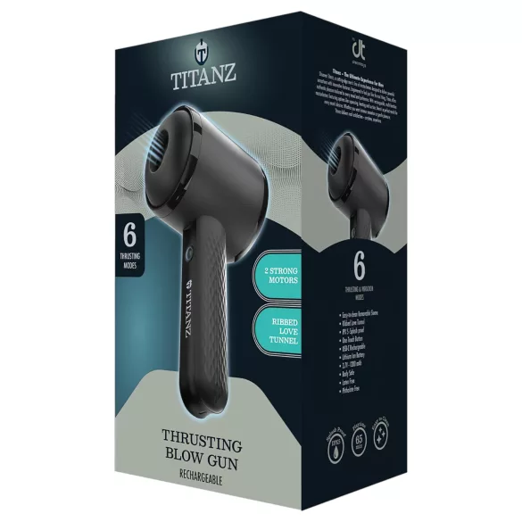 Pistola de Empuje Titanz Thrusting - masturbador automático (negro)