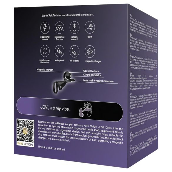 Snail Vibe Jovi - anillo para pene y vibrador para parejas - silicona negra