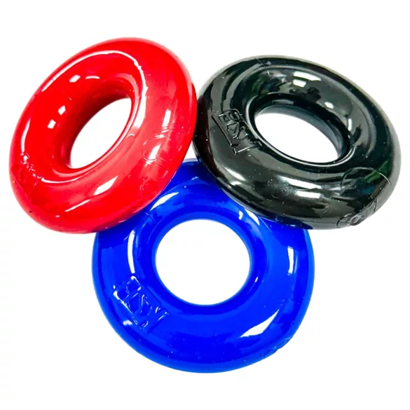 Kiotos Max-Stretch - juego de anillos para pene extensibles (negro/rojo/azul)