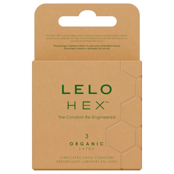 LELO Hex Organic - preservativo fino y resistente - látex natural - 3 unidades