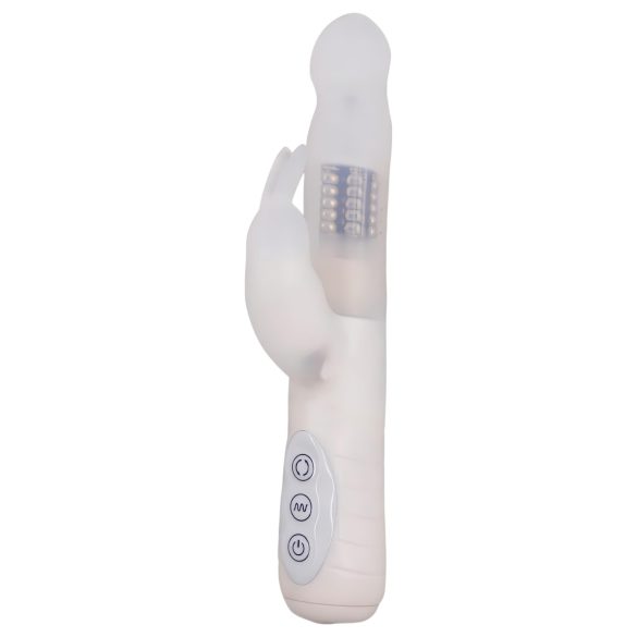 Layla Artiche - Vibrador blanco impermeable con brazo estimulador y rotación