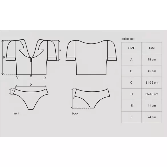 Obsessive - disfraz de policía sexy mujer - set completo - talla S/M