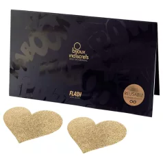   Bijoux Indiscrets Flash - pegatinas brillantes para pezones con forma de corazón (dorado)