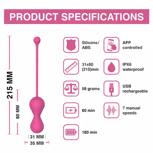Magic Motion Kegel Master - Bola vaginal vibratoria con control por app (rosa)