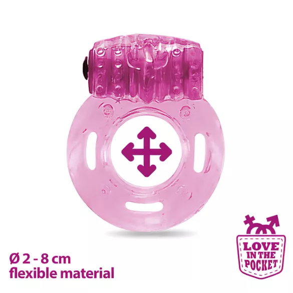 Love in the Pocket - anillo vibrador desechable para pene - silicona rosa