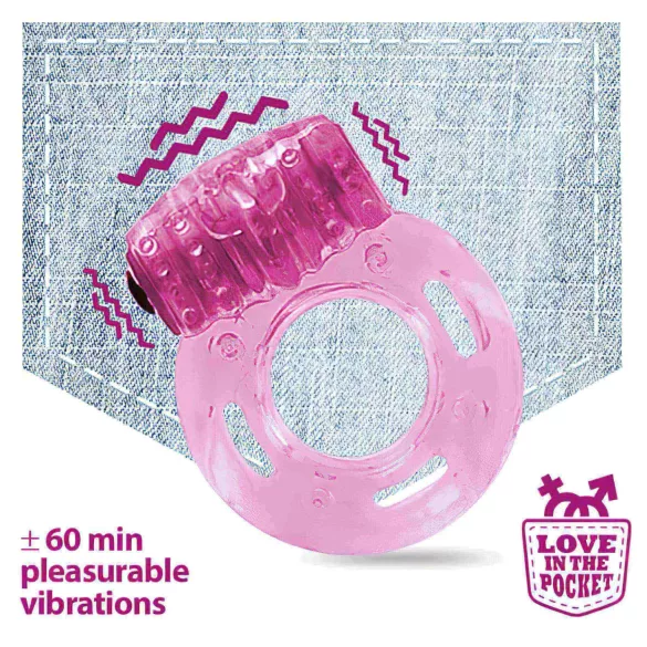 Love in the Pocket - anillo vibrador desechable para pene - silicona rosa