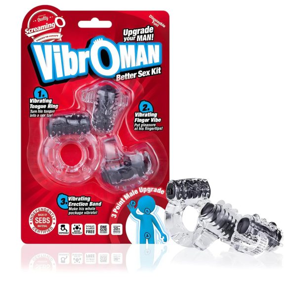 Conjunto de Anillos Vibrantes Screaming Vibroman - Negro