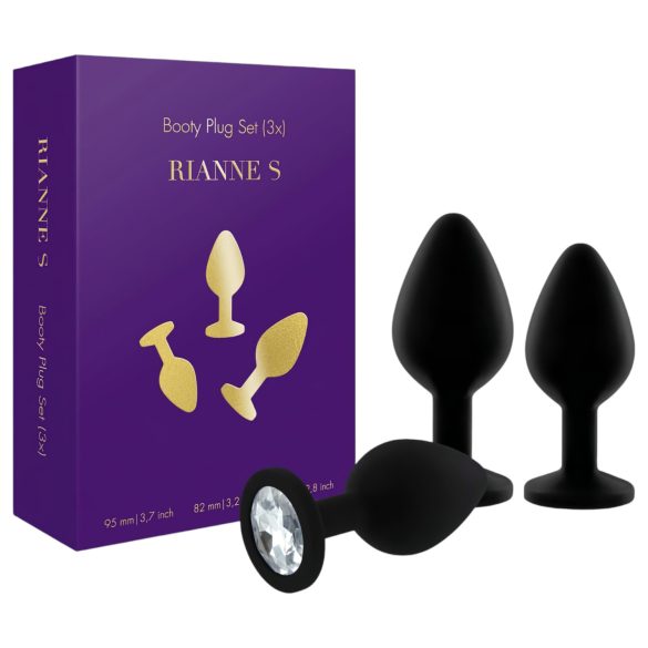 Rianne - Juego de 3 plugs anales de silicona (negro)