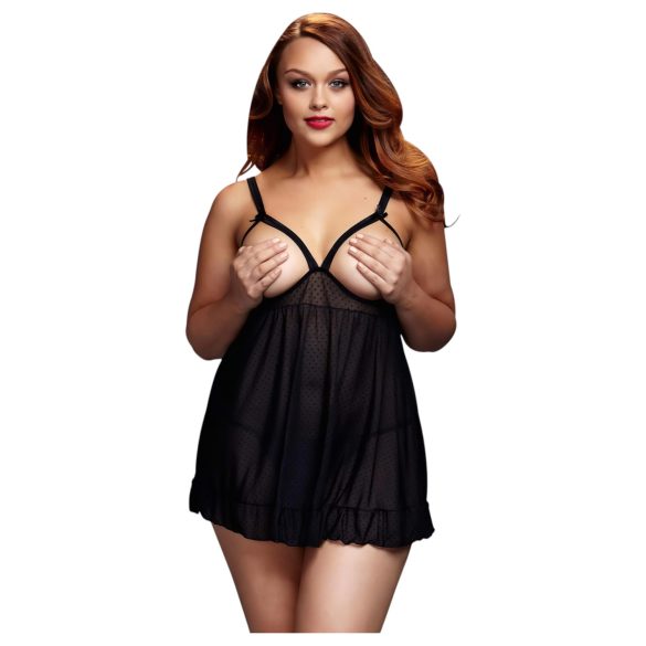 BACI Tallas Grandes - Babydoll Abierto a Lunares Negro (XL-XXL)