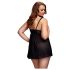 BACI Plus Size - Babydoll abierto, lunares - negro (XL-XXL)