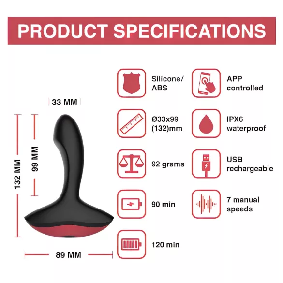 Magic Motion Solstice - Vibrador de próstata con control por app, para hombres (negro)