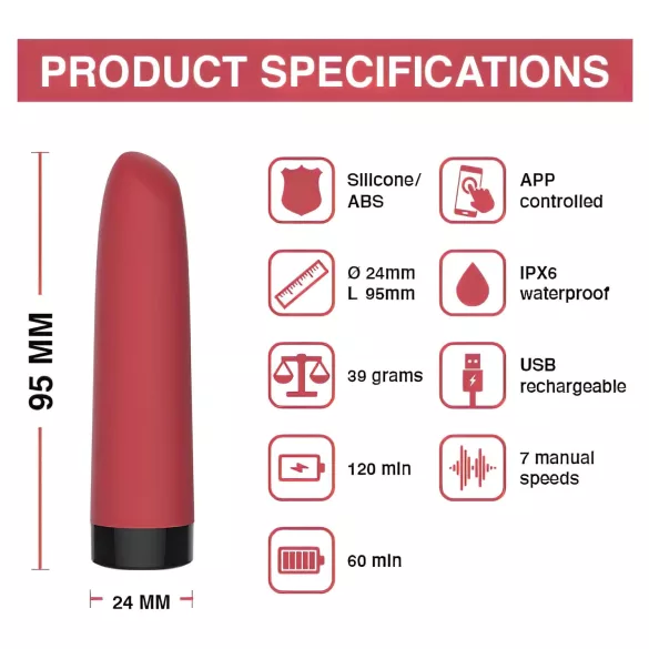 Magic Motion Awaken - mini vibrador inteligente recargable - silicona roja