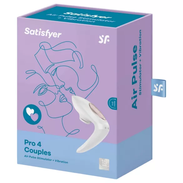 Satisfyer Pro 4 Couples - vibrador para parejas con succión recargable - blanco