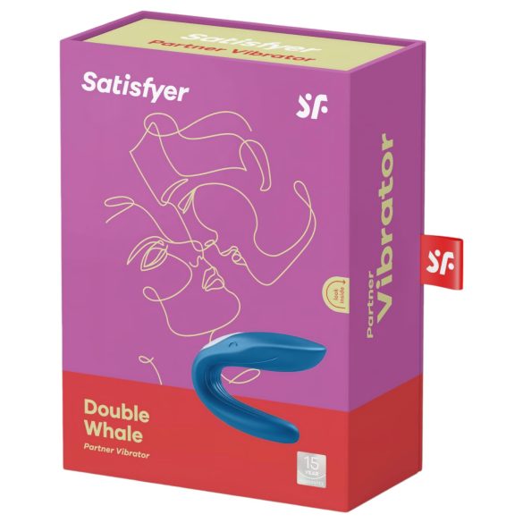 Satisfyer Double Whale - vibrador para parejas con 2 motores - silicona azul
