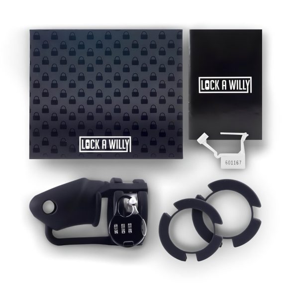 LOCK A WILLY - Jaula de Silicona con Candado para Pene (Negra)