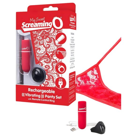 Screaming O Panty Set - tanga vibrador - rojo (S-L)