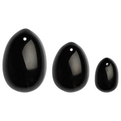   La Gemmes Yoni - set de bolas de geisha - obsidiana negra (3 piezas)