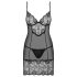 Obsessive Alluria - Camisón y tanga de encaje (negro) - L/XL