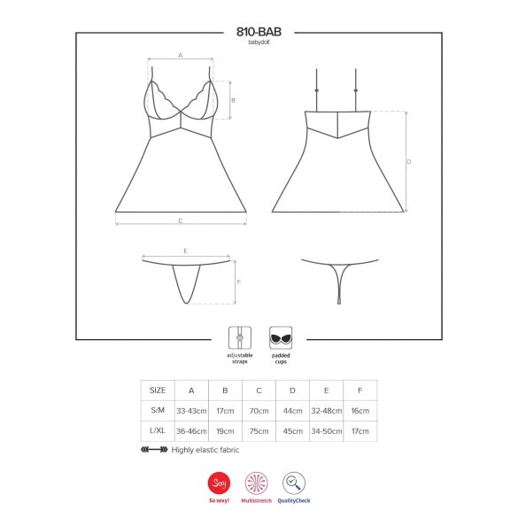 Obsessive - babydoll y tanga de encaje - blanco