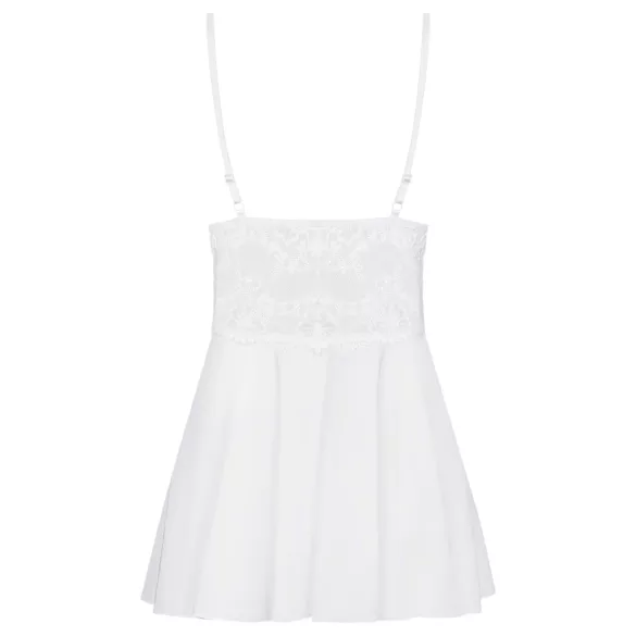 Obsessive - babydoll y tanga de encaje - blanco - L/XL