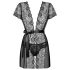 Obsessive Alluria - bata de encaje y tanga (negro) - L/XL