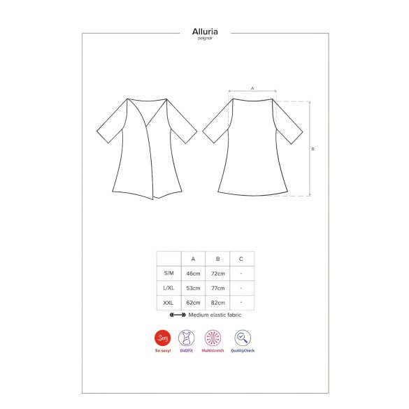 Obsessive Alluria - bata y tanga de encaje negro - L/XL