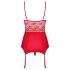 Obsessive Lovica - conjunto de liguero con encaje y tanga (rojo)