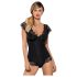 Body Obsessive Moketta - encaje con volantes y rayas (negro)