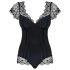 Body Obsessive Moketta - encaje con volantes y rayas (negro)