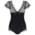 Body Obsessive Moketta - encaje con volantes y rayas (negro)