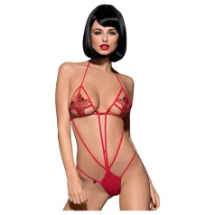   Obsessive Luiza - body rojo con tiras y tulipanes (talla S/M)
