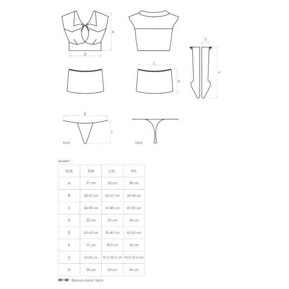 Obsessive - disfraz de colegiala - set 5 piezas